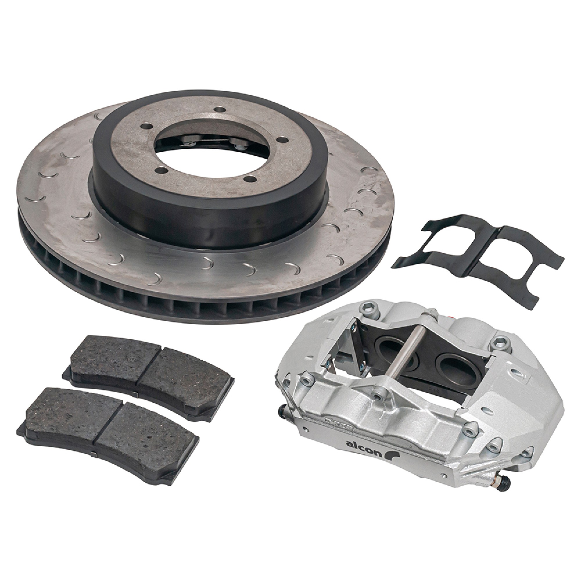Alcon 4 Piston Front Disc Caliper Kit - Defender 16" Wheels - Silver