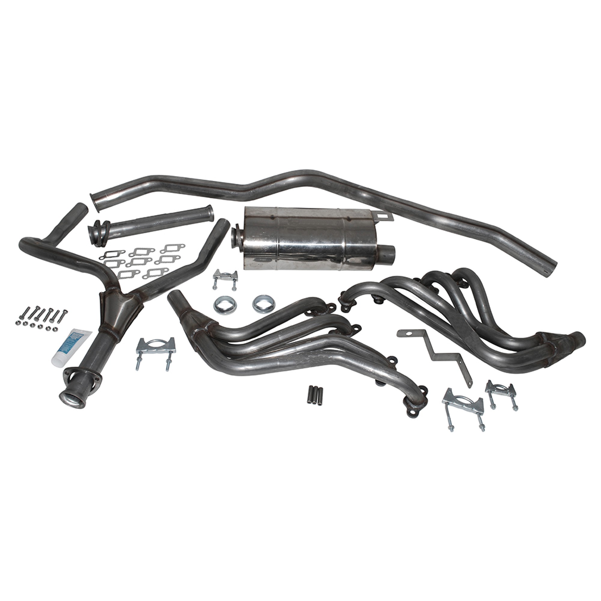 Defender 110 3.5 V8 Stainless Steel Exhaust System Mainfolds - Rhs & Lhs/Y-pipe/Extension Pipe/Centre Box/Tailpipe/Fitting Bracket & Kit