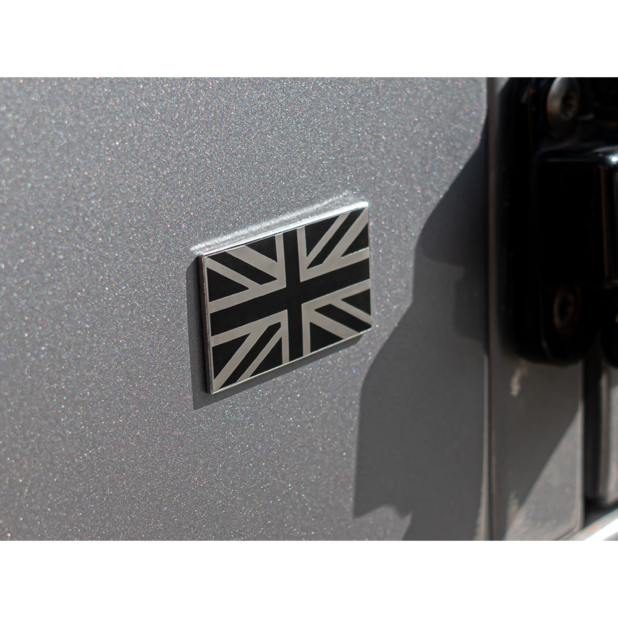 Black & Chrome Union Jack Badge with Self Adhesive Foam Back