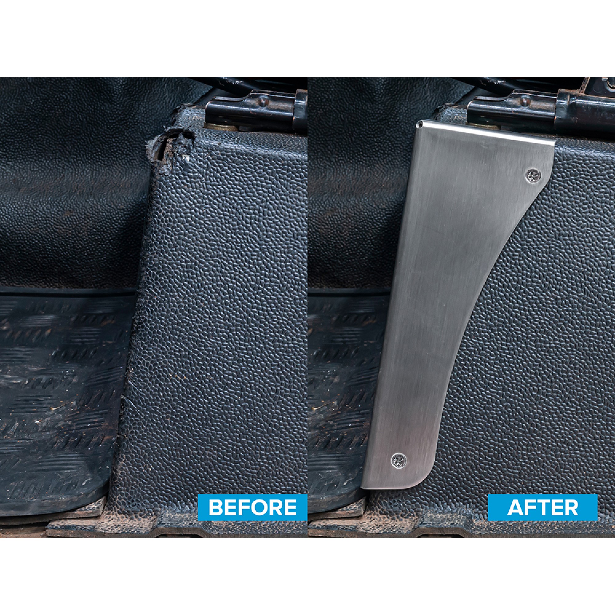 Brushed Stainless Defender Seat Box Corner Protectors
