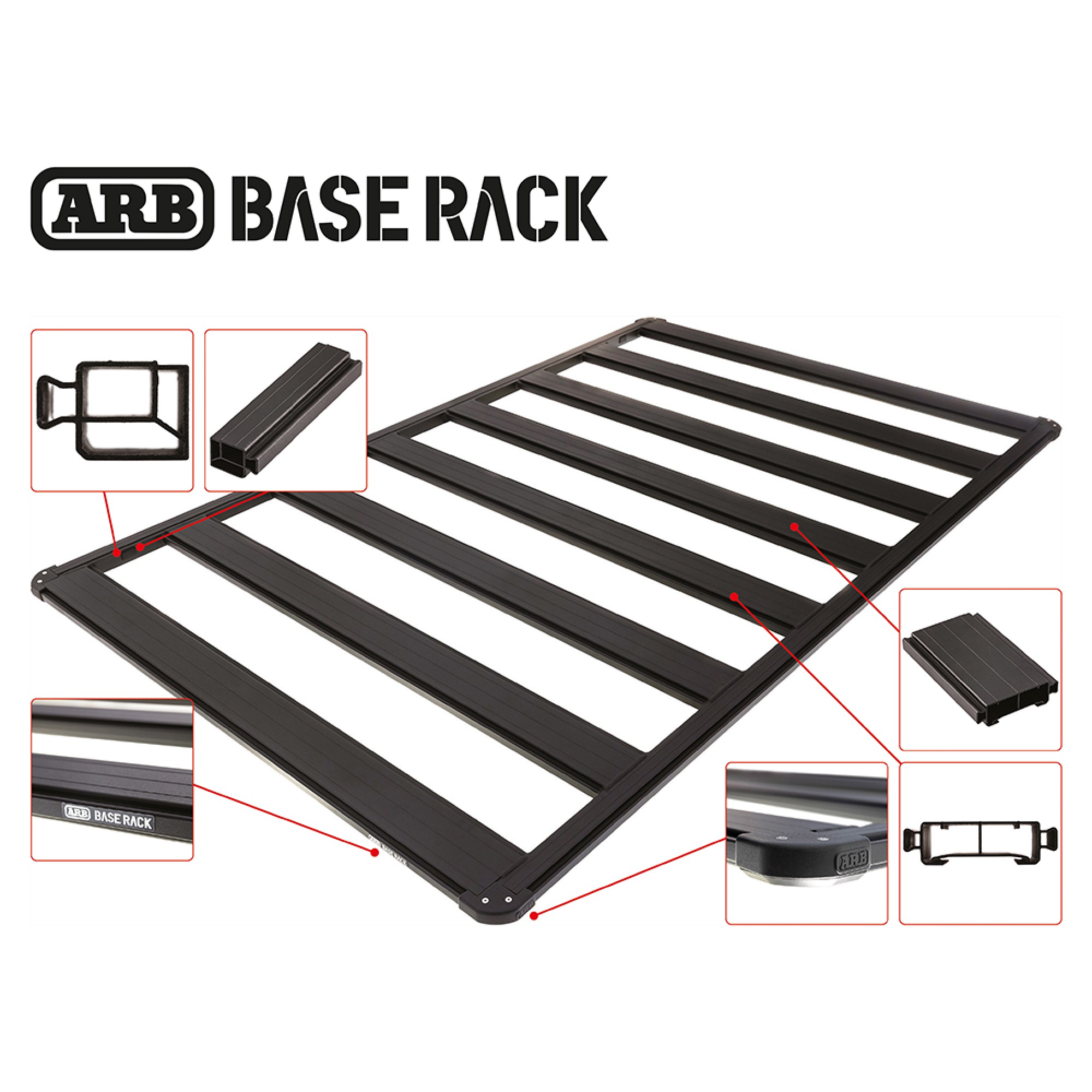 ARB Defender Base Rack 1255X1285 4 Beams 1790002 4 Leg Gutter Mounting Kit