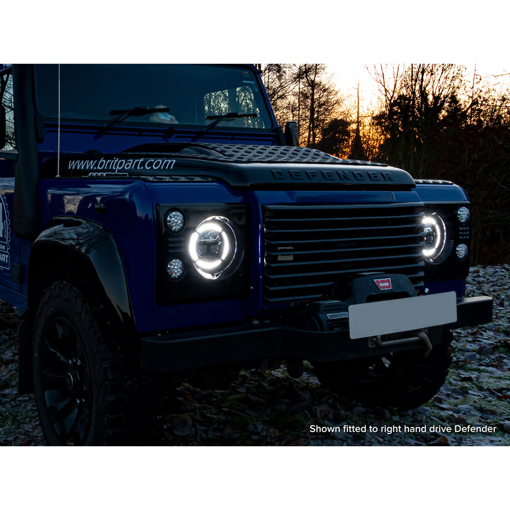 Pair 7 Inch Halo Drl Headlamp LHD