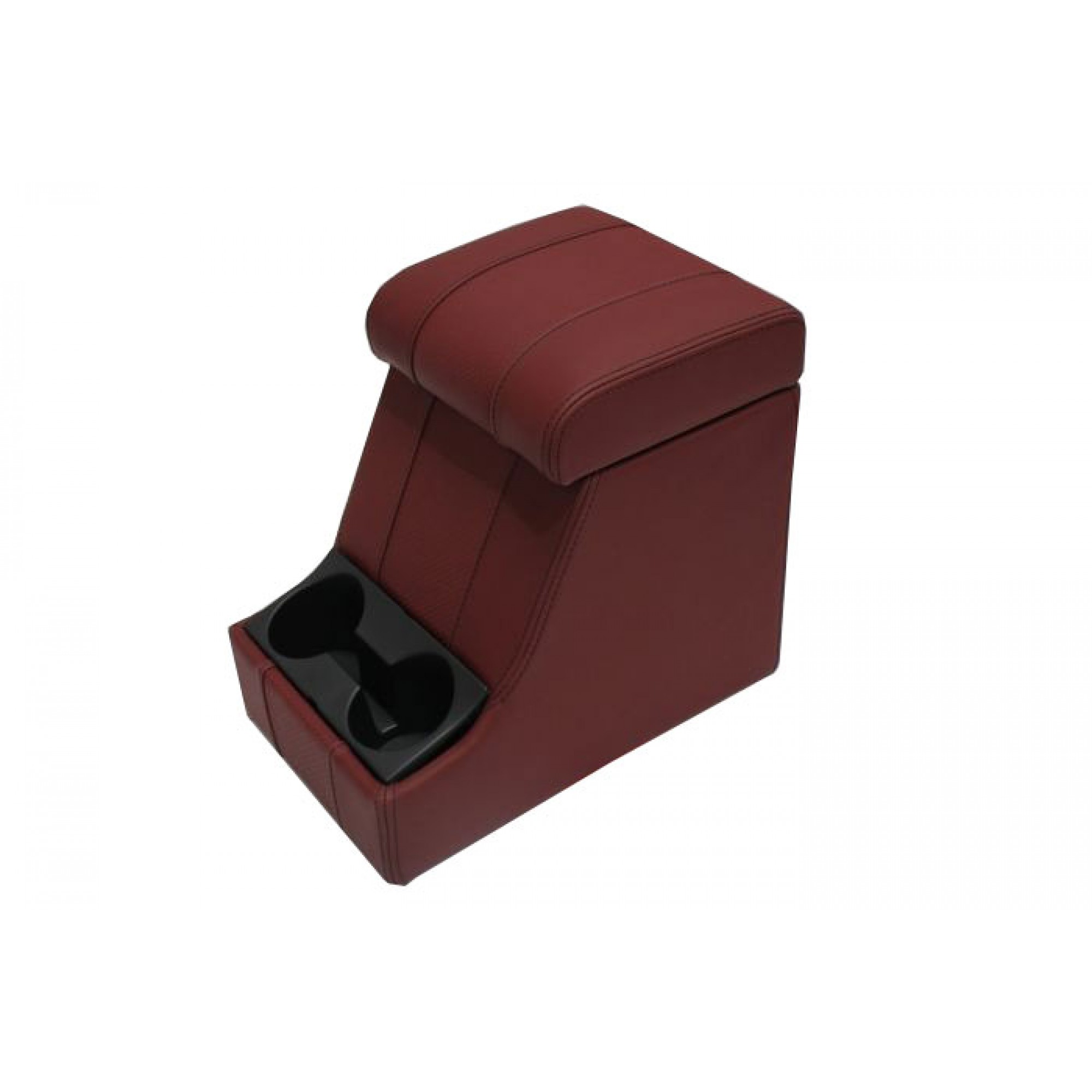 LRI34088 - Lri Black Stitch Burgundy Leather Arm Rest Cubby Box Fits Land Rover Defender 90 110