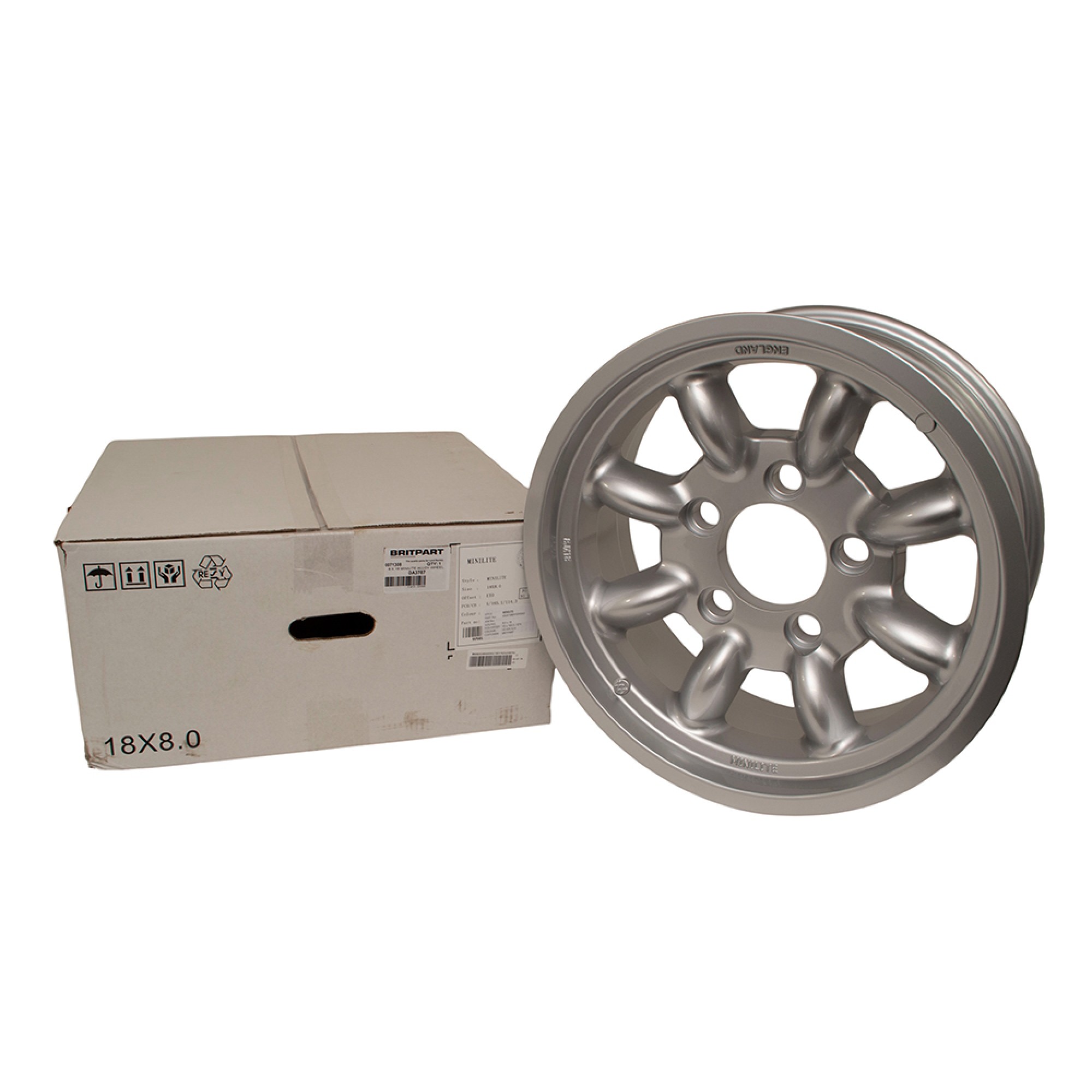 Silver 8 x 18 Minilite Alloy Wheel
