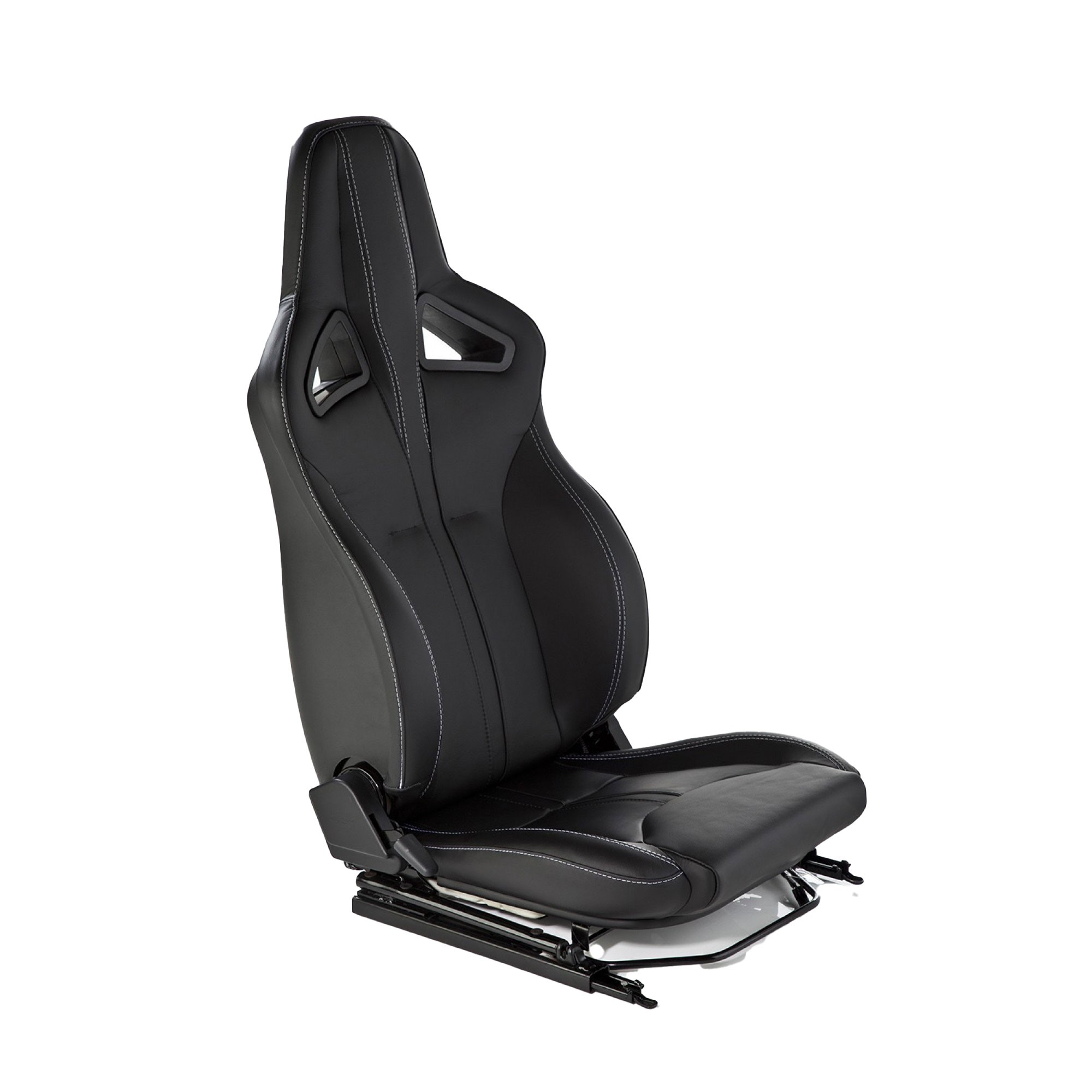 Elite Sports Seat (Heated) Pair Black Leather - Twin White S