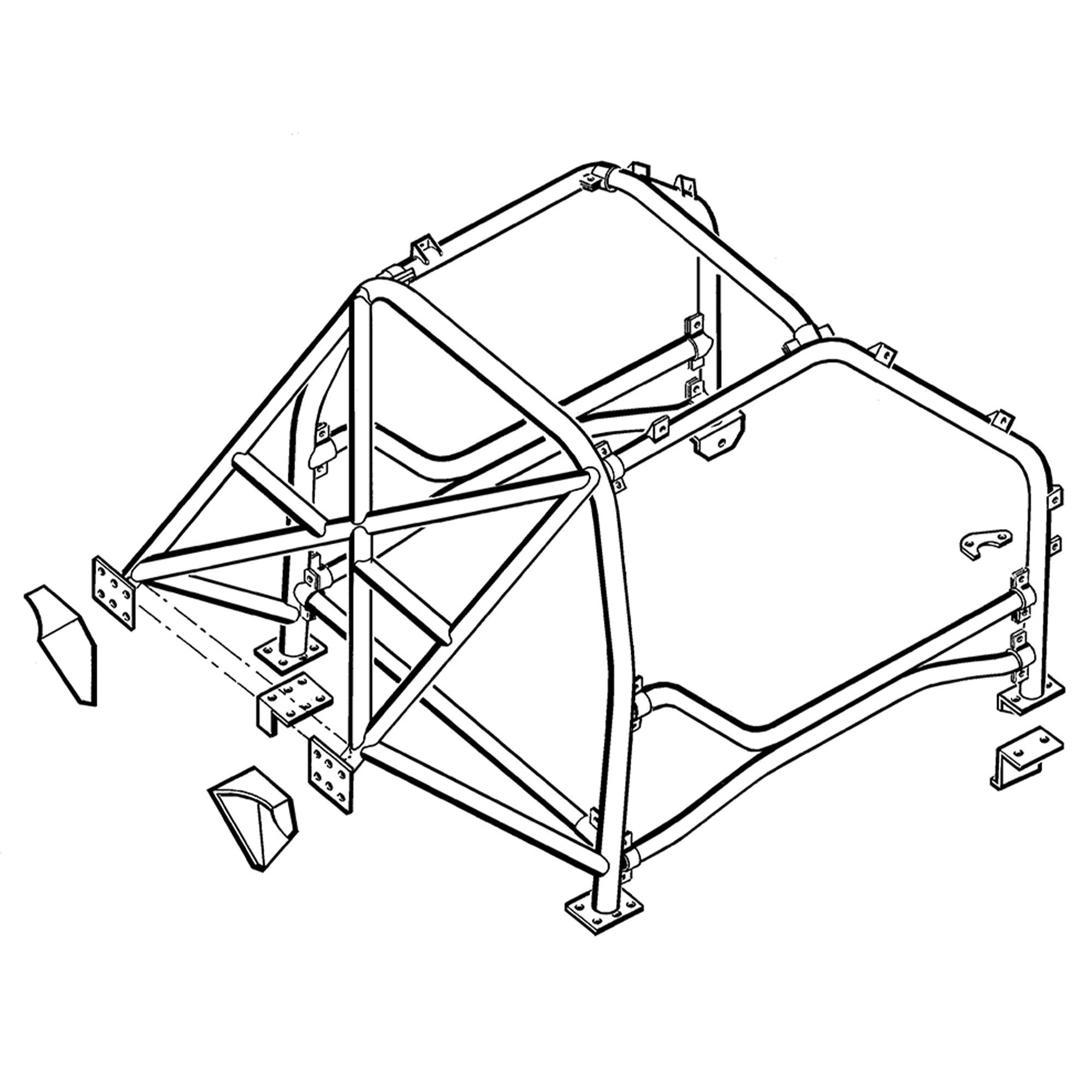 RBL1506SSS - Safety Devices 14 Point Bolt in Competition Roll Cage Freelander 1