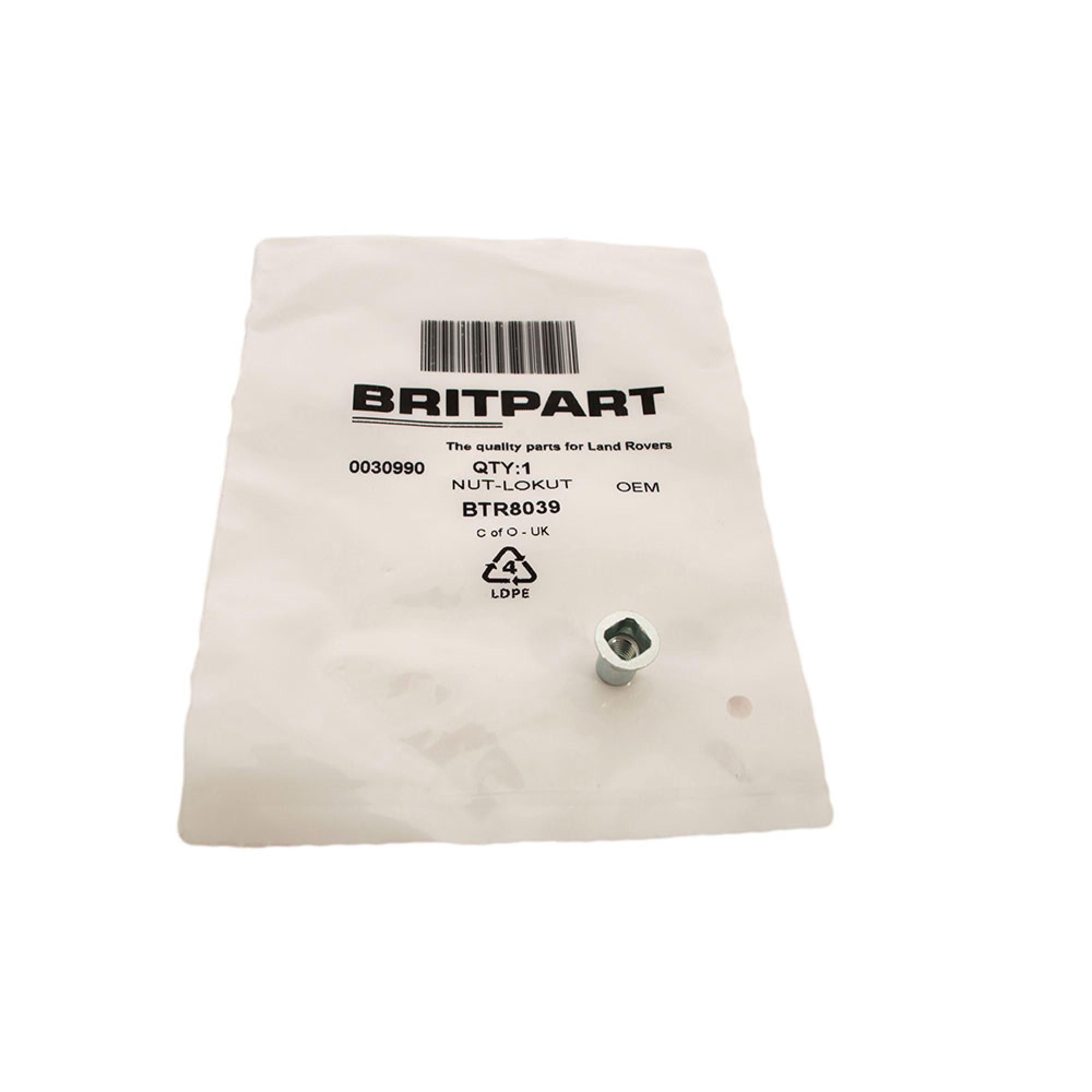 BTR8039 - Special Locknut Plastic 90/110 Rear Door Pull Handle and Freelander 1 Soft Top