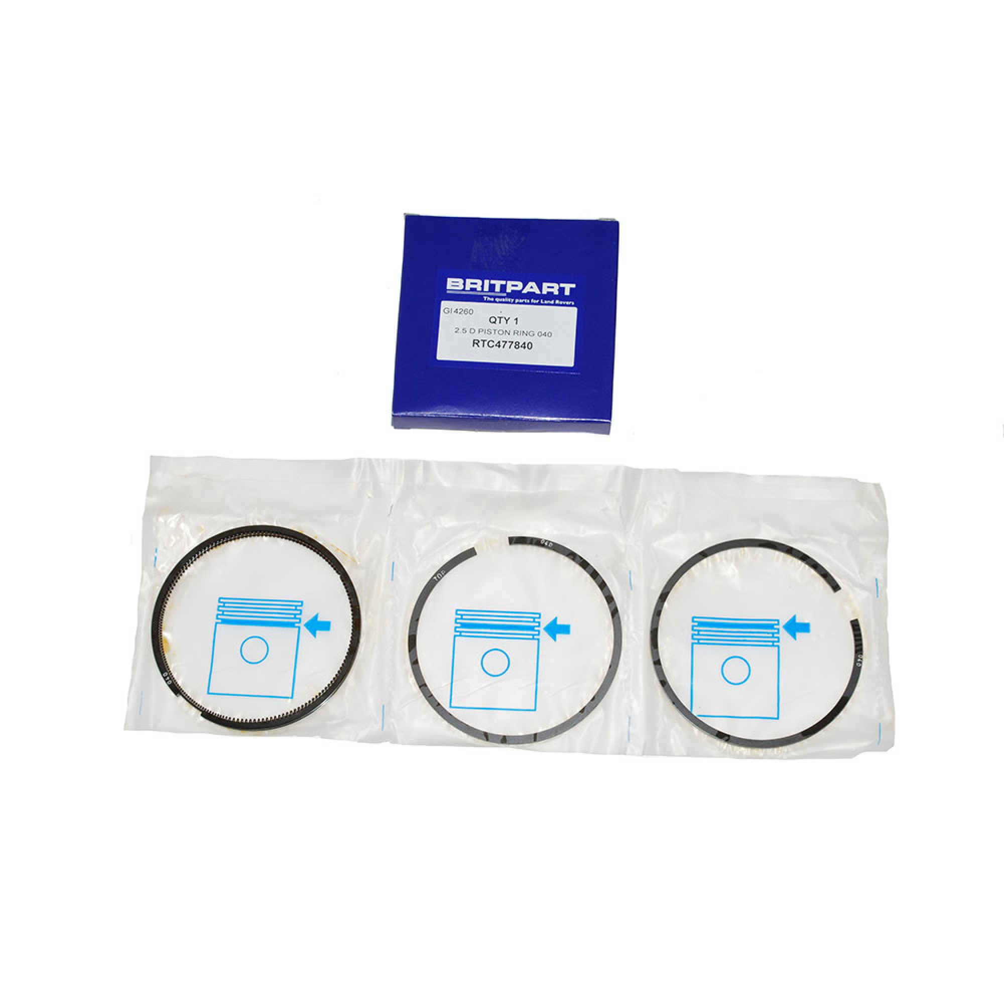 RTC477840 - Genuine Piston Ring Set 040 Inch Per Piston 2.5 Diesel N/A Hepworth Grandidge Piston Only
