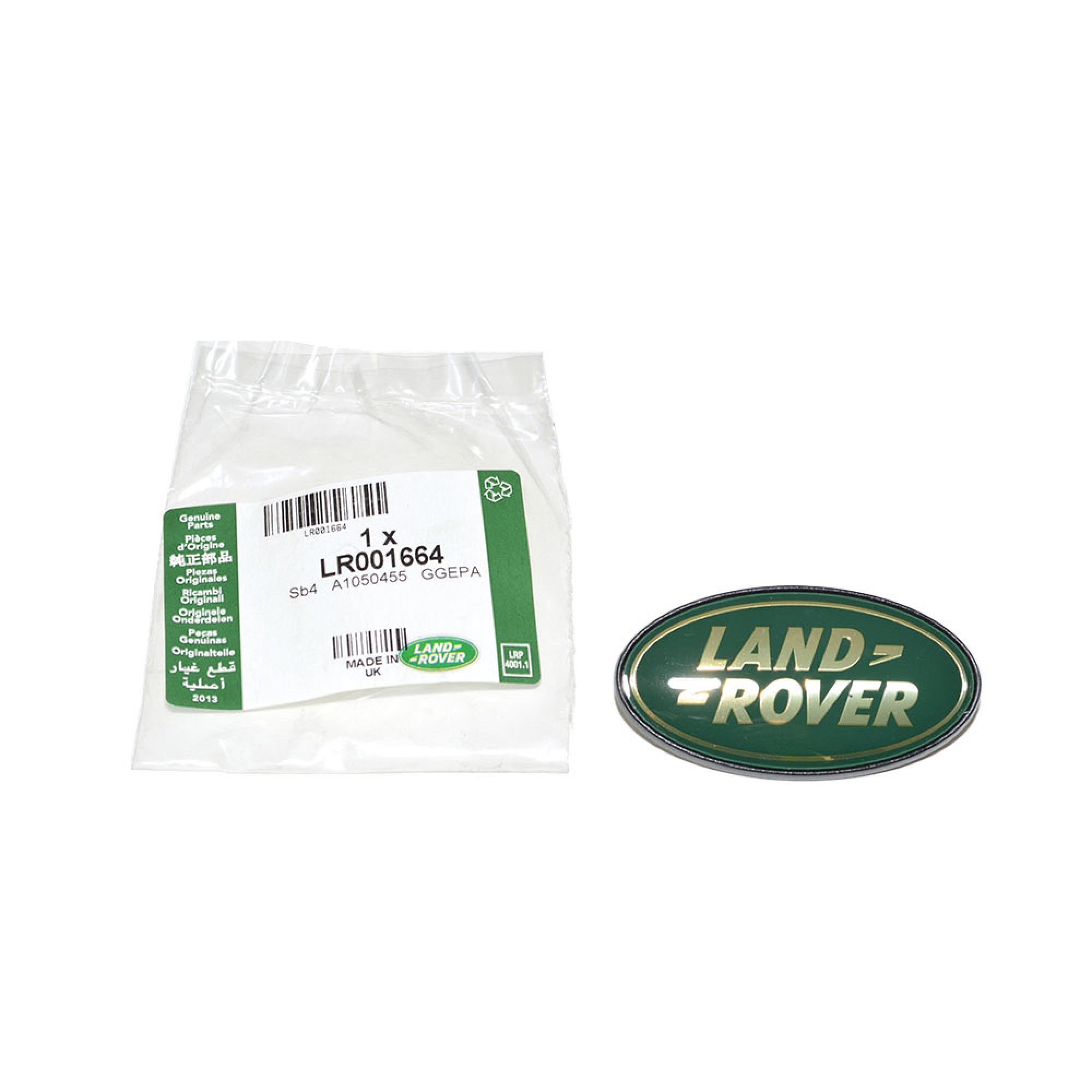 LR001664 - Genuine Land Rover Badge Gold on Green for Facia Assembly