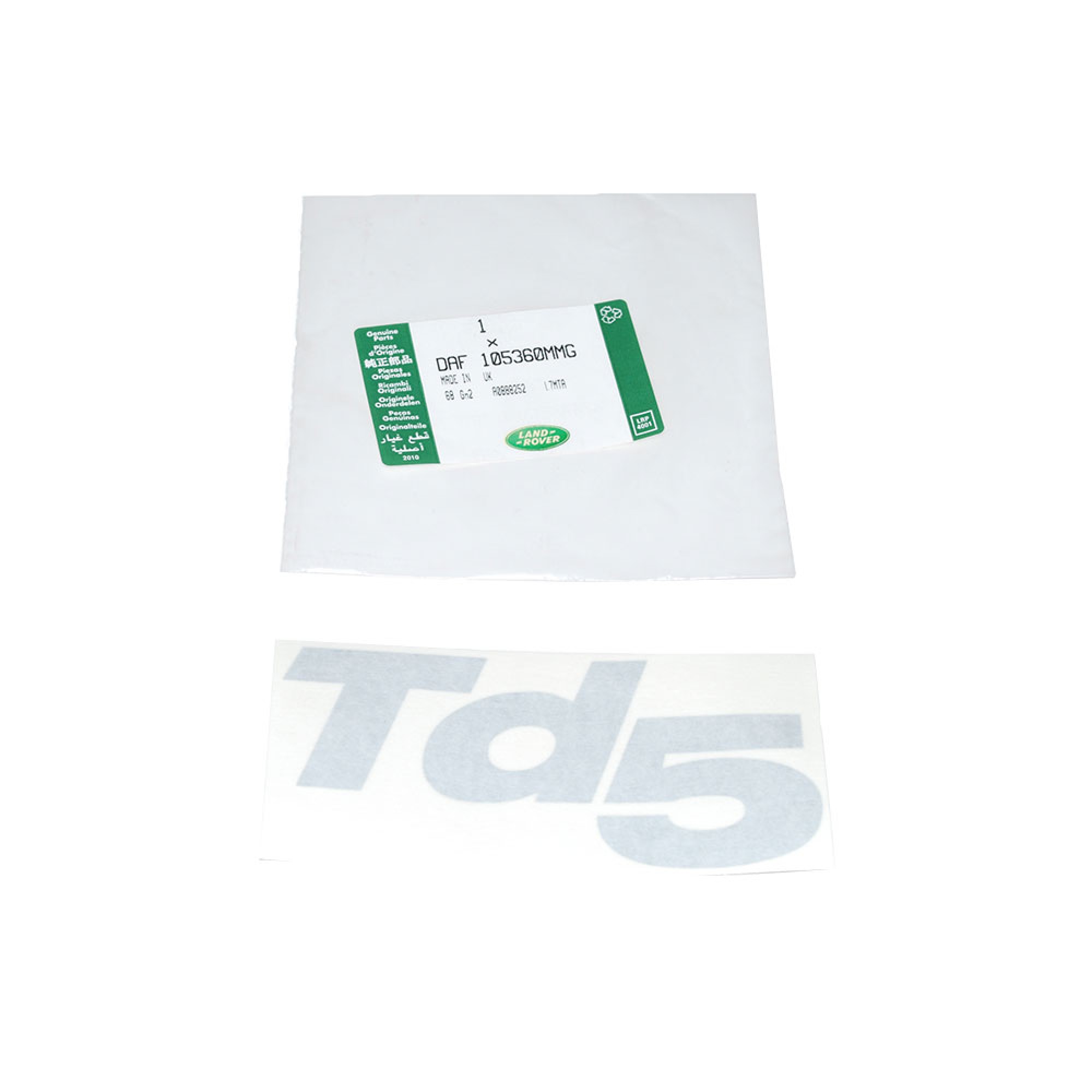 DAF105360MMG - TD5 Decal on Wing in Silver 90/110