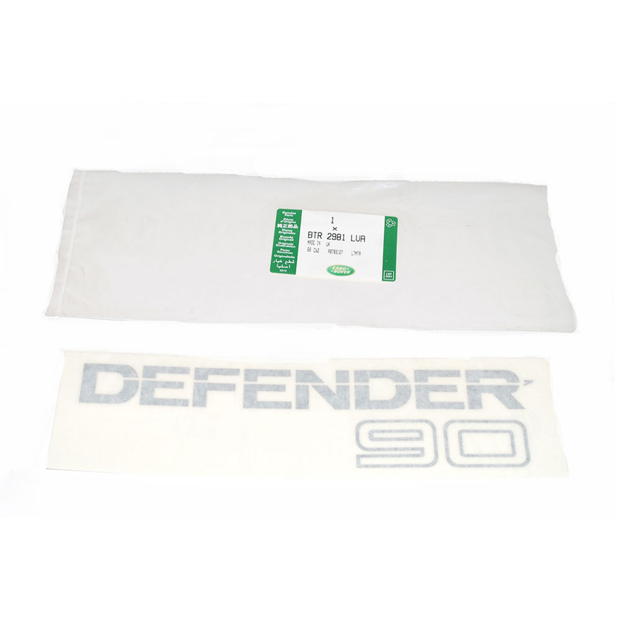 Decal Rear -defender 90- (Light Grey on Clear Background)