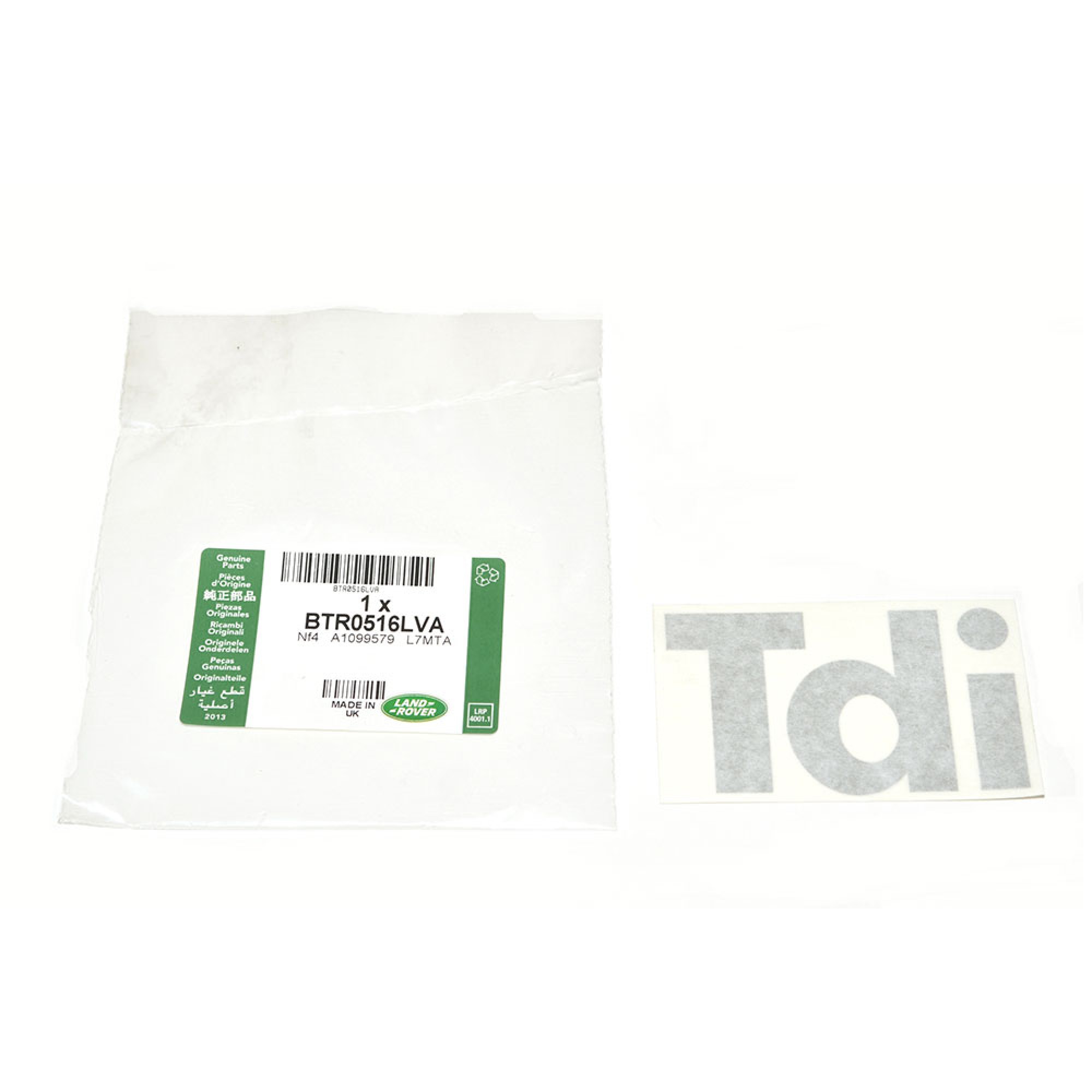 BTR0516LVA - Decal TDI Front Wing Light Grey 90/110 Defender