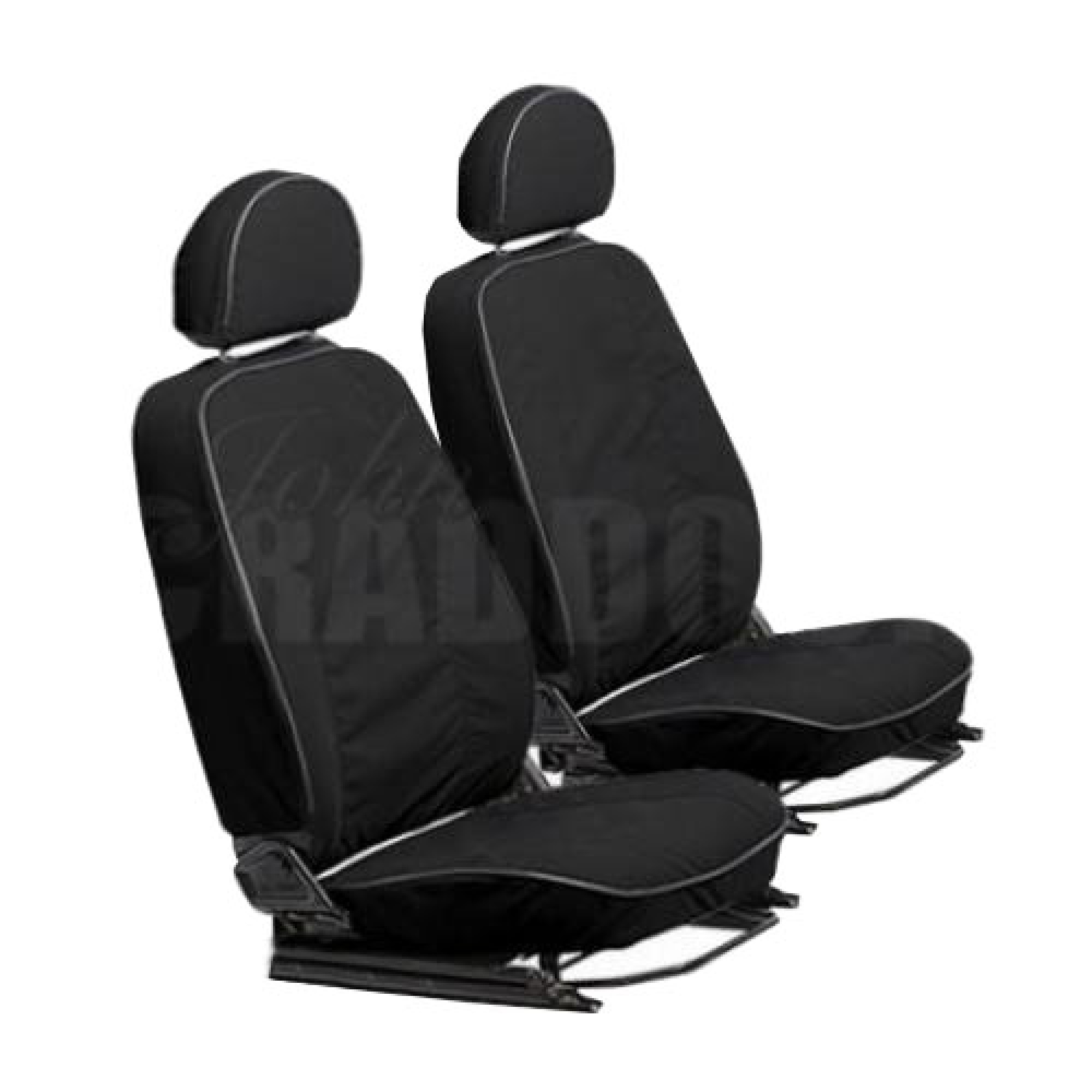 EXT019-46 - Front Pair Canvas Seat Covers Black for Defender 2007 on