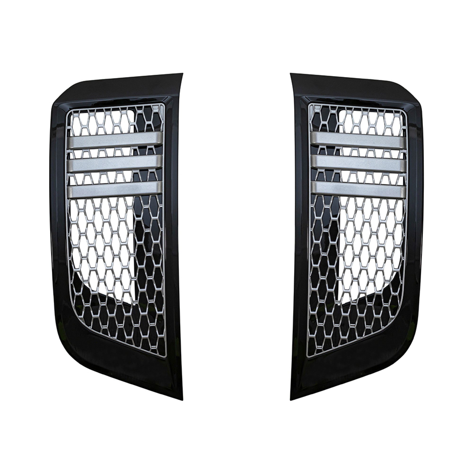 Air Intake Grill Set Gloss Black with Silver Mesh