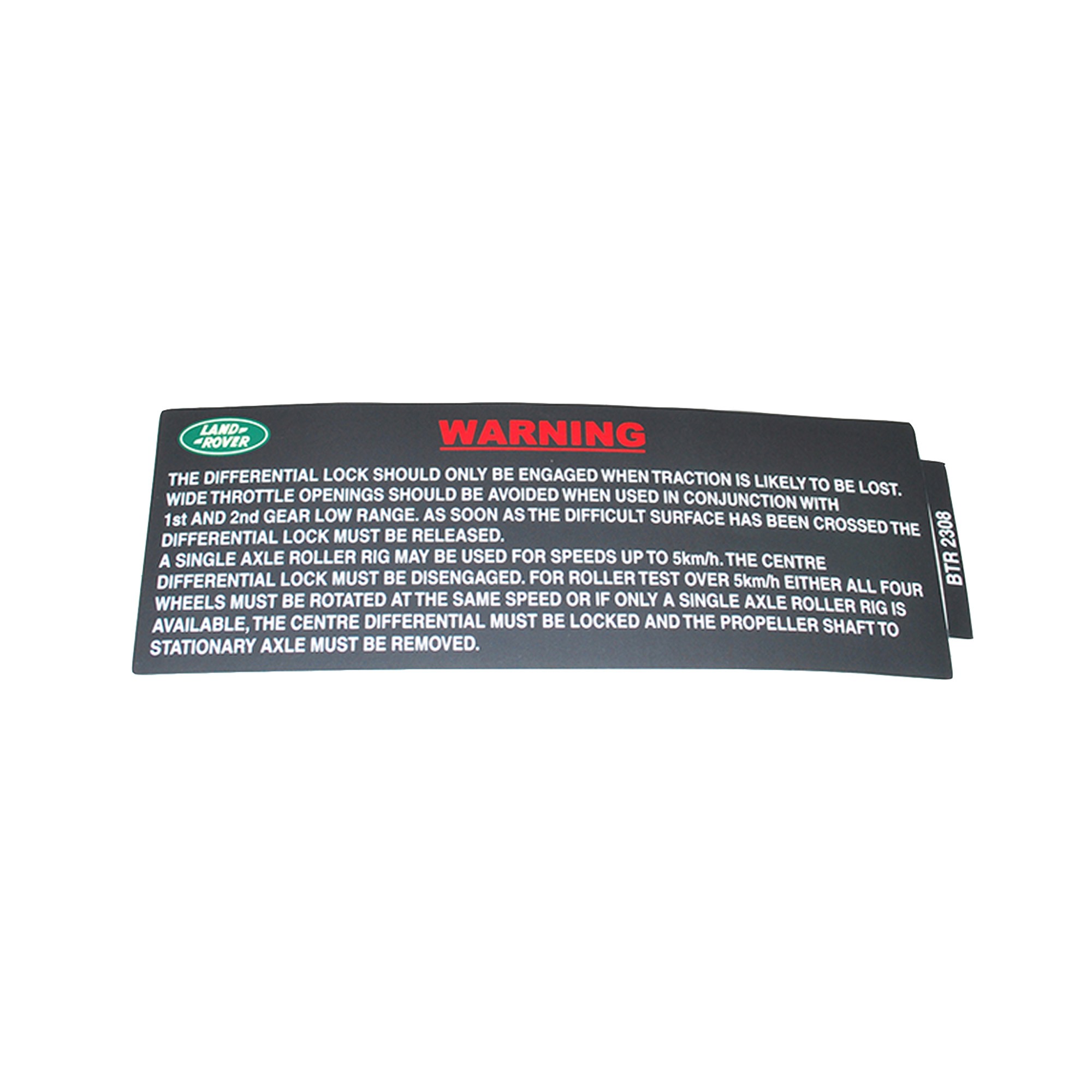 BTR2308 - Warning Label on Fuse Box Cover