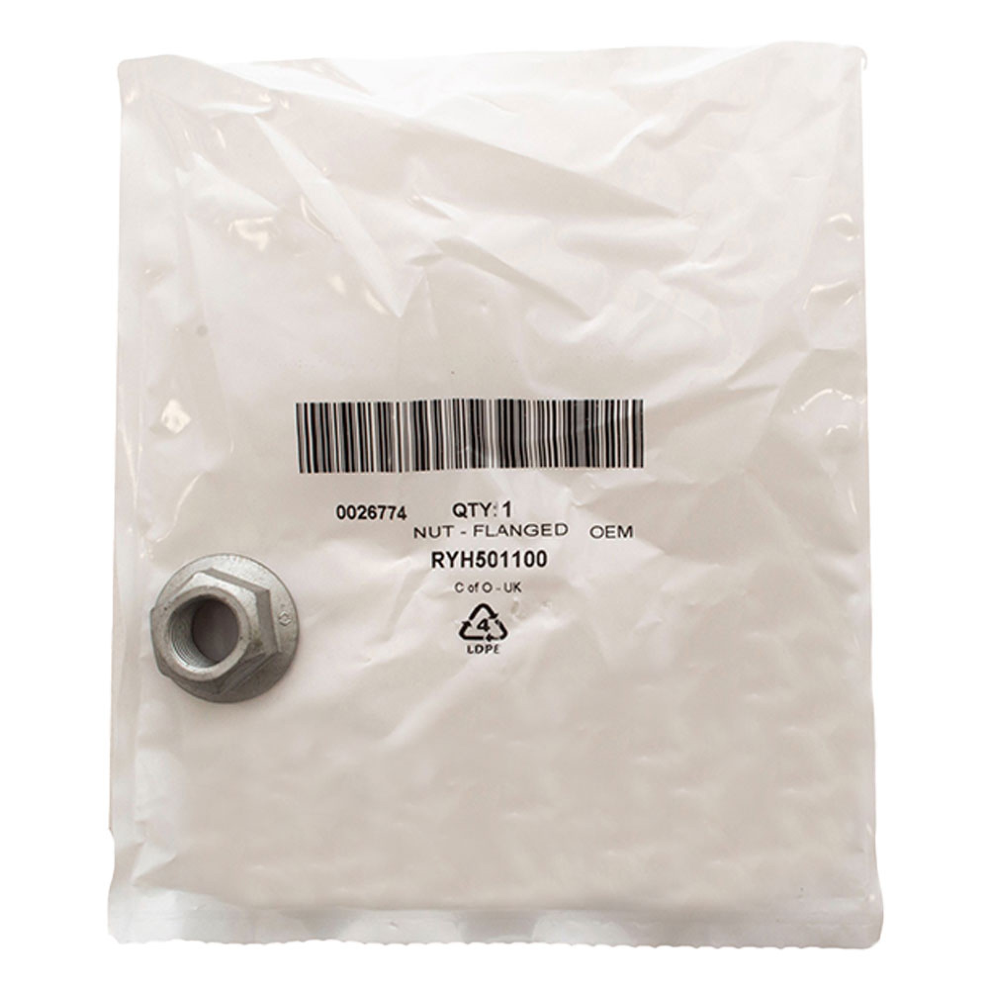 RYH501100 - Nut Hex Flange M14 x 1.5 Rear Shock Absorber