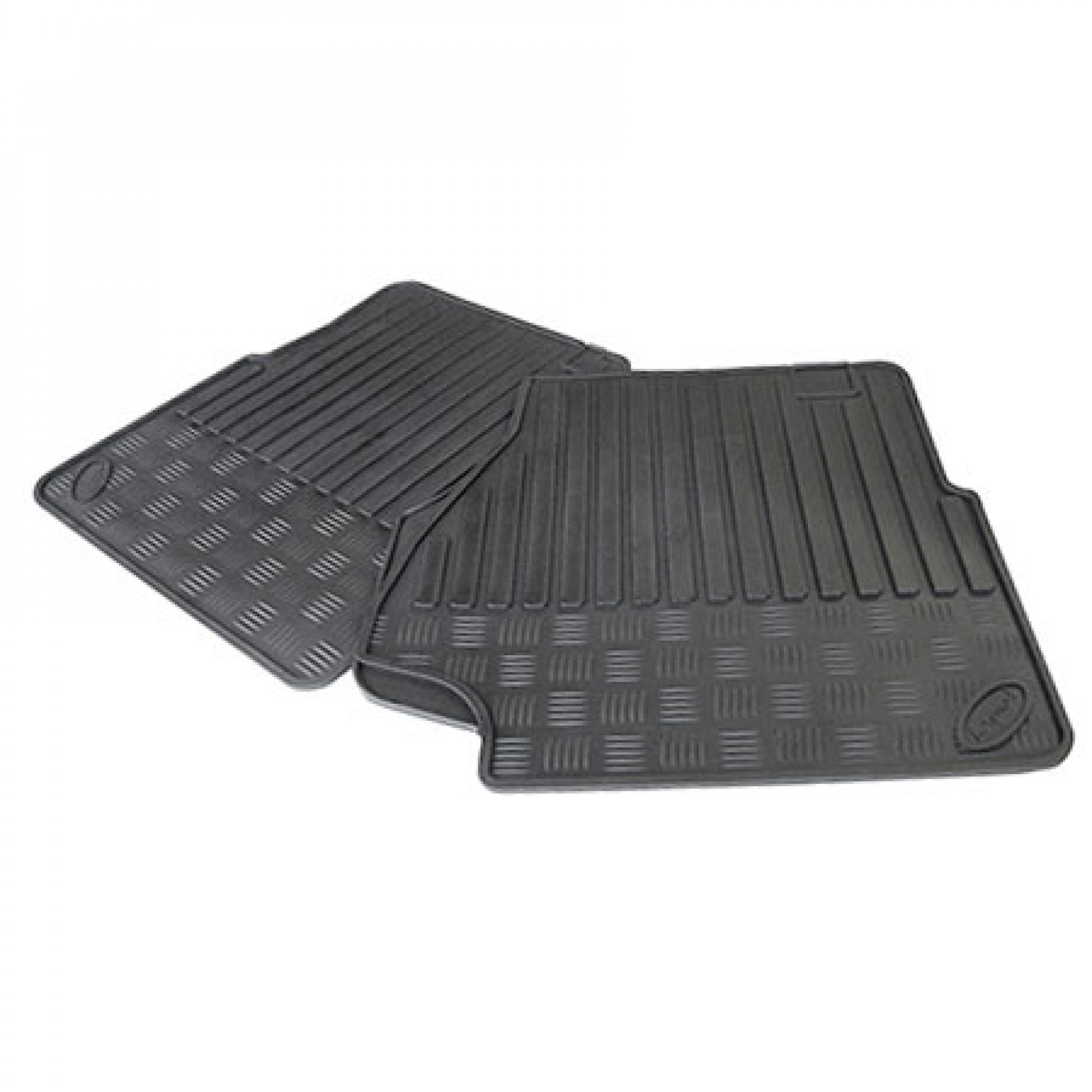 EXT017-2 - 90 110 Defender Front Pair Moulded Mats Fits LT77 R380 and Puma. Will Have 1 1/2" Gap from Gearbox Tunnel on RHD Drivers Side on LT77 Models