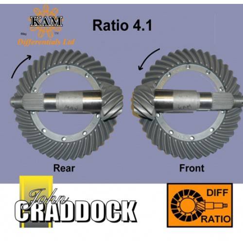 Kam 4.1 Ratio Crown Wheel & Pinion Front (Long Nose Diff) 90/110/130/D1/D2/RRC