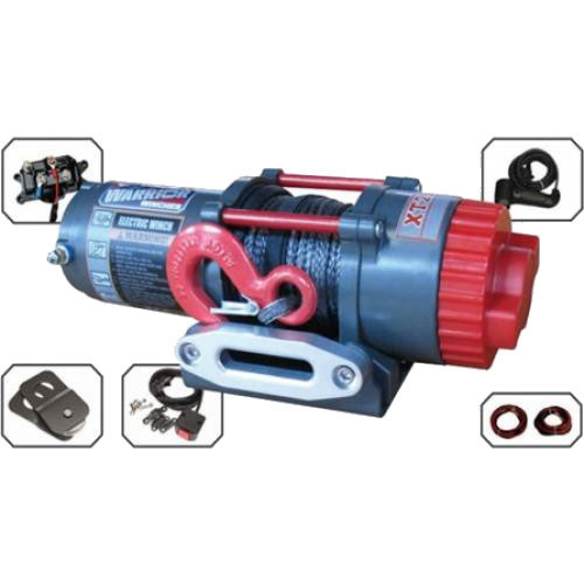 C2500XT - Warrior Ninja 12V Electric Winch 2500LB Capacity with Steel Cable