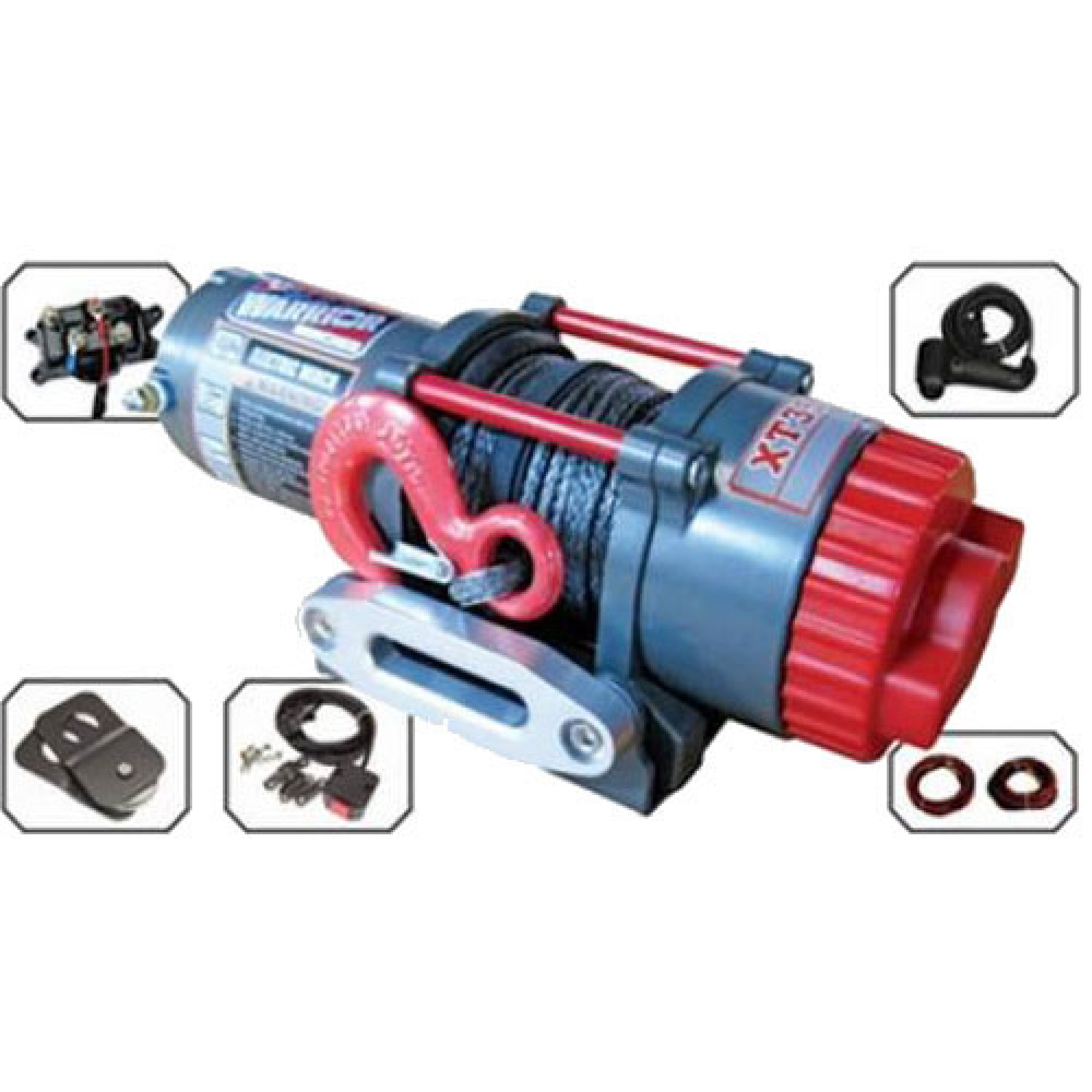 C3500XT - Warrior C3500XT 12V Electric Winch 3500LB Capacity with Synthetic Rope/Fairlead
