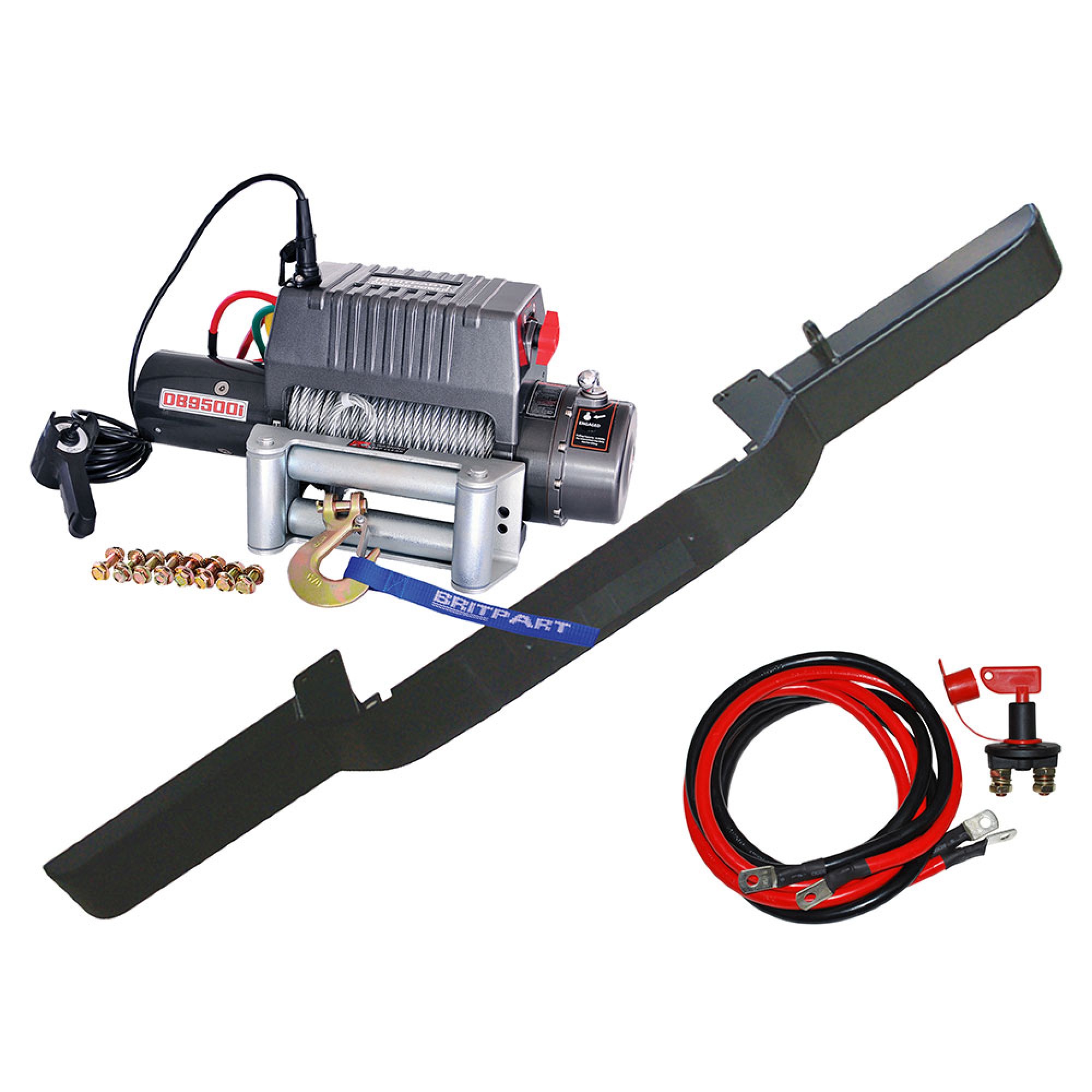 DB1310 - Defender Winch Bumper Non Air Con with DB9500I Winch Steel Cable with Extended Wiring Kit