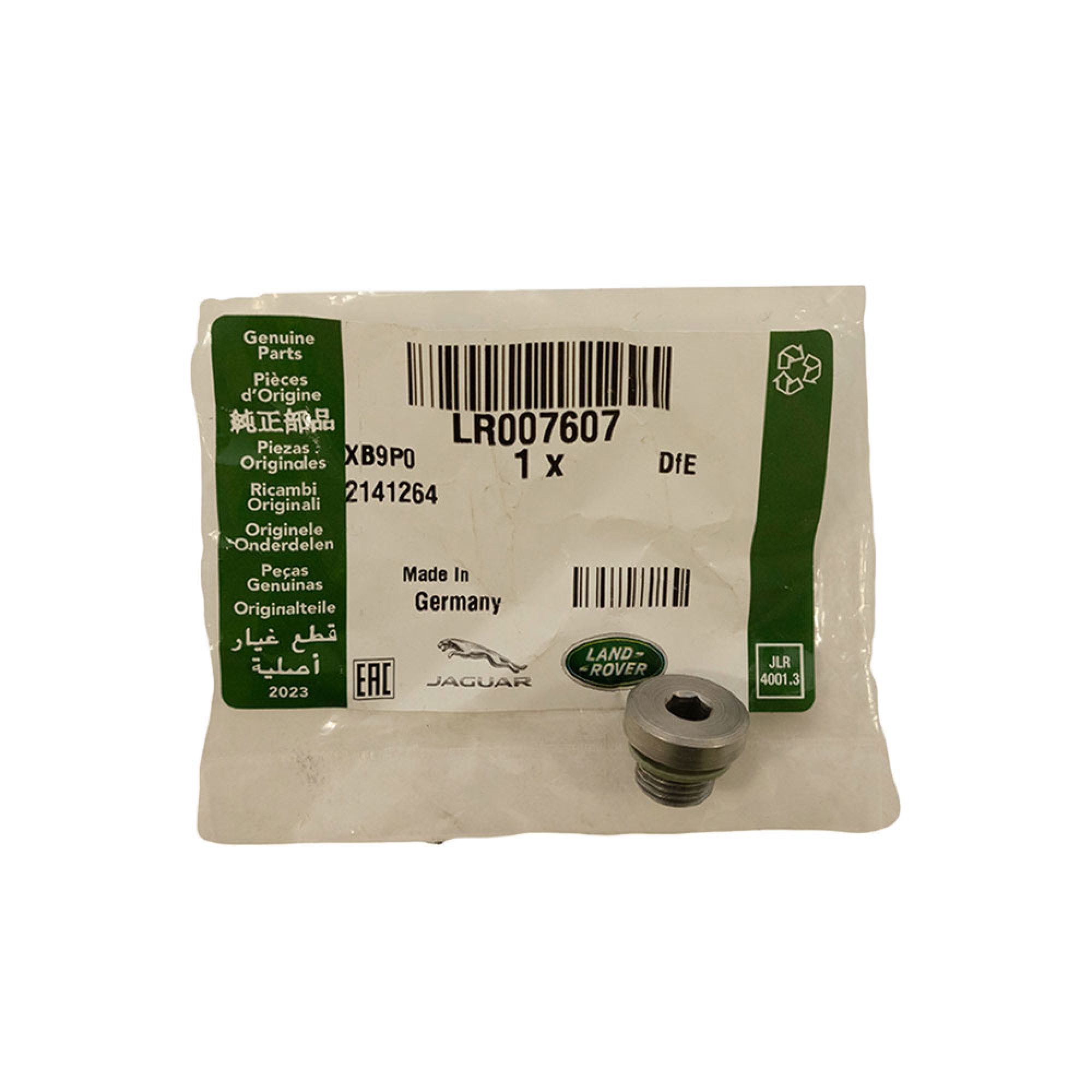 LR007607 - Genuine Front Filler Plug 6 Speed Auto Box