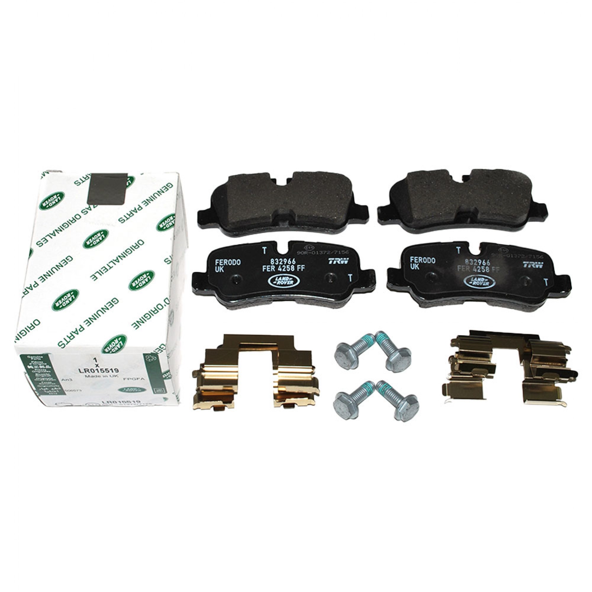 LR015519LR - Genuine Rear Brake Pads Discovery 4 Range Rover 2010-13 R/R Sport 2010-13 with Clips