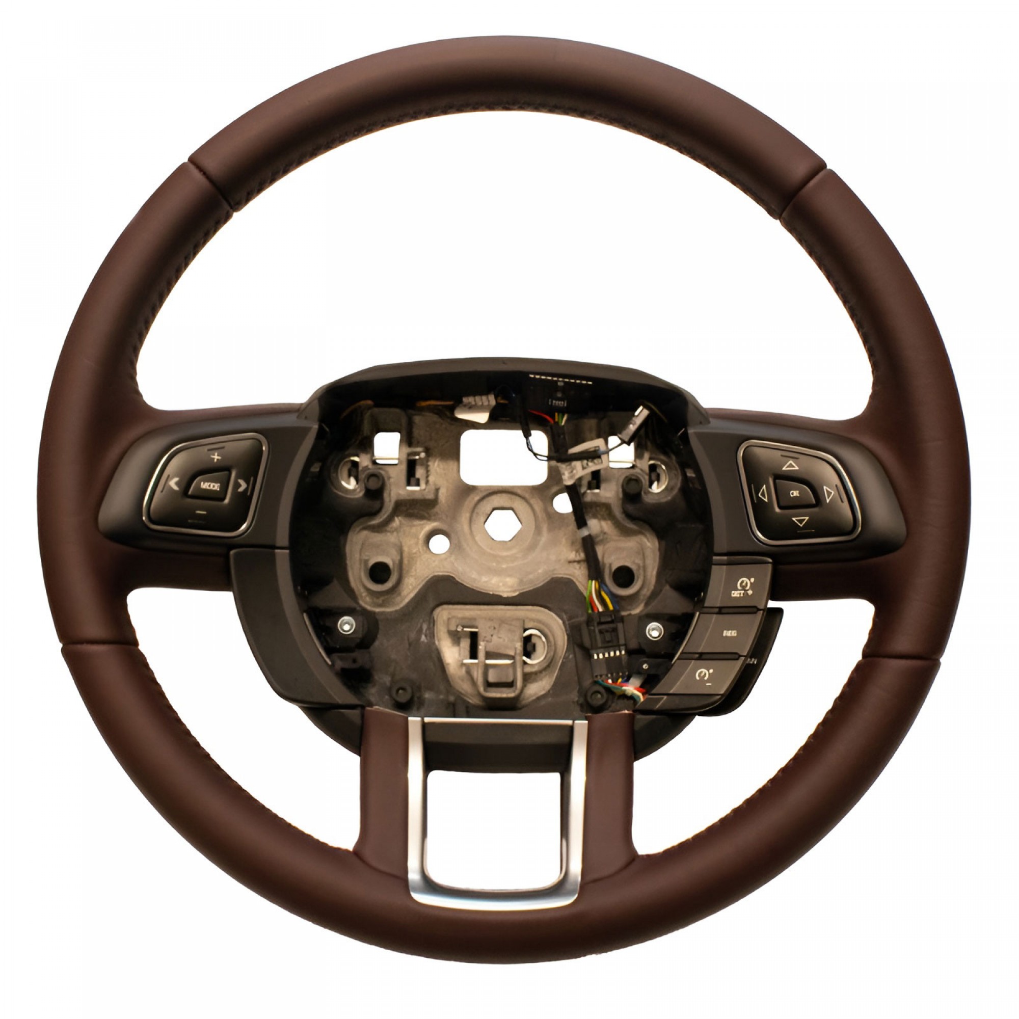 Genuine Steering Wheel Leather Dark Cherry/Ivory to Clear Manual Gearbox
