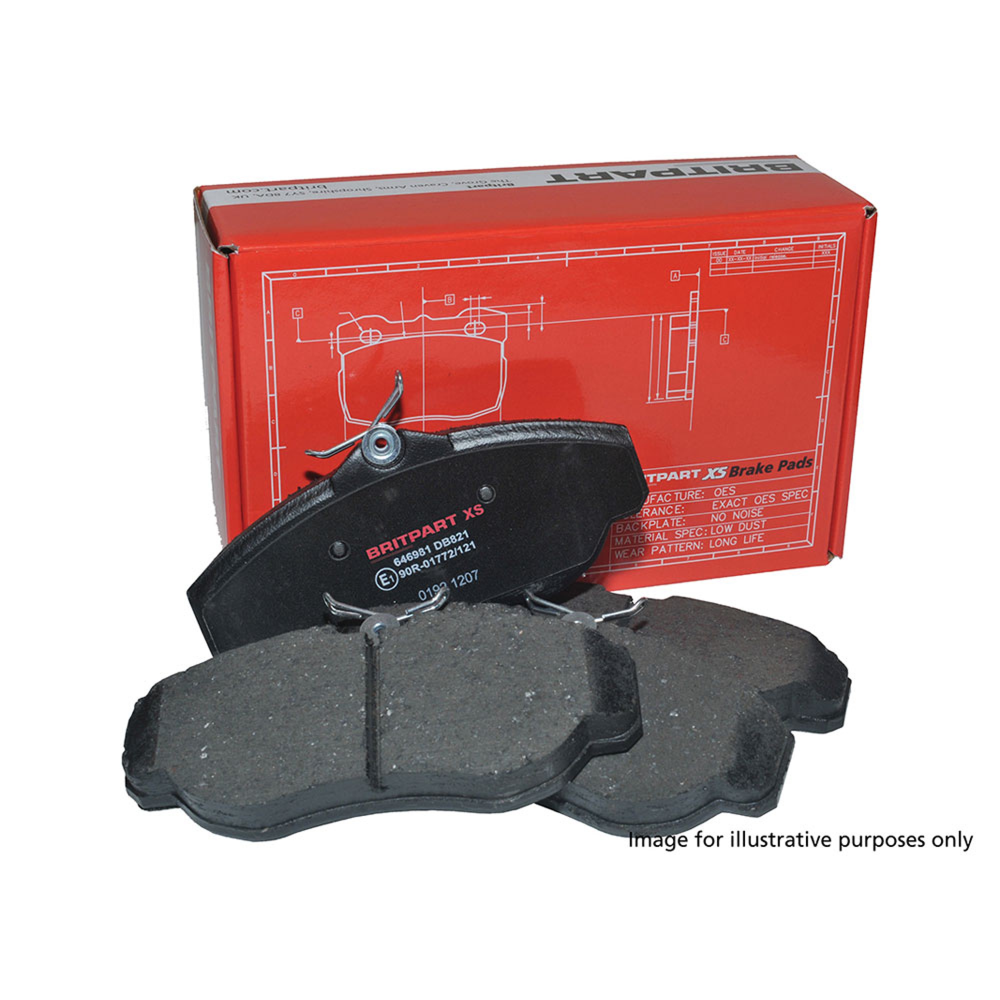 LR027309G - Britpart Xs Evoque Front Brake Pad Set with 16" Discs