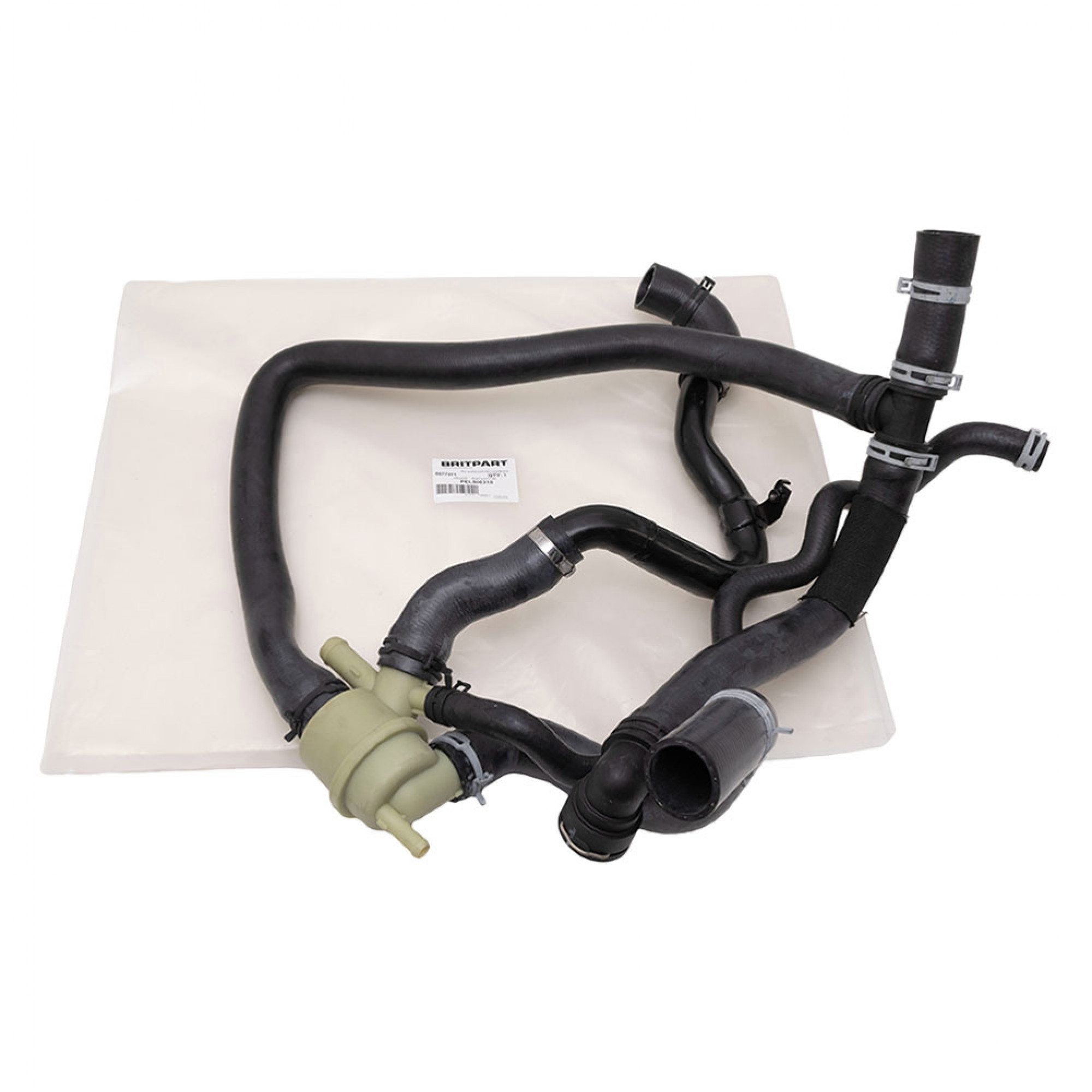 PEL500310 - Thermostat and Housing Assembley Engine to Radiator Top & Bottom, Expansion Reservoir to Thermostat Genuine