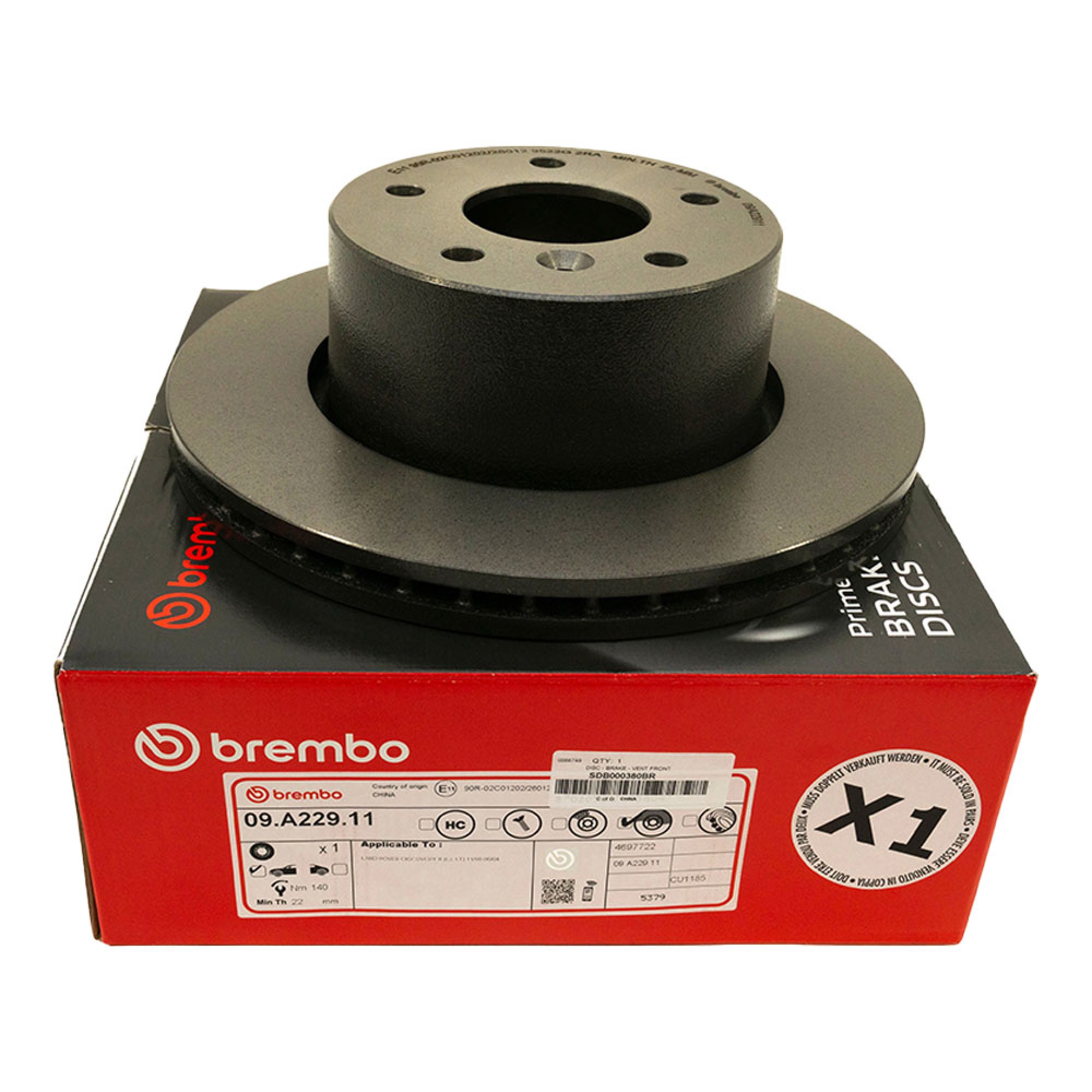 SDB000380BR - Brembo Brake Disc Vented Front for Discovery 2