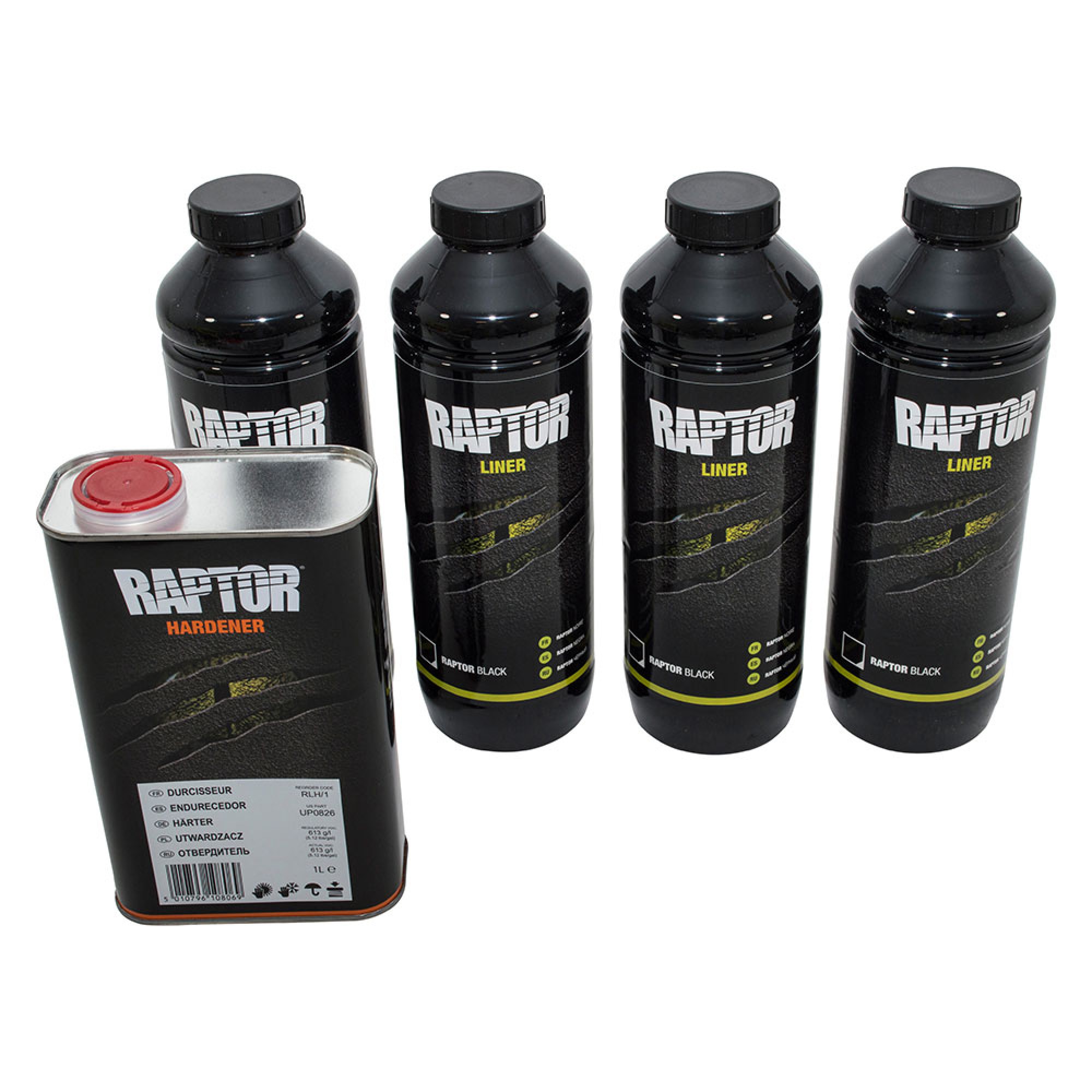 Raptor - 4LTR Kit Black Kit Contains 4LTR Raptor and 250ML Raptor Hardner