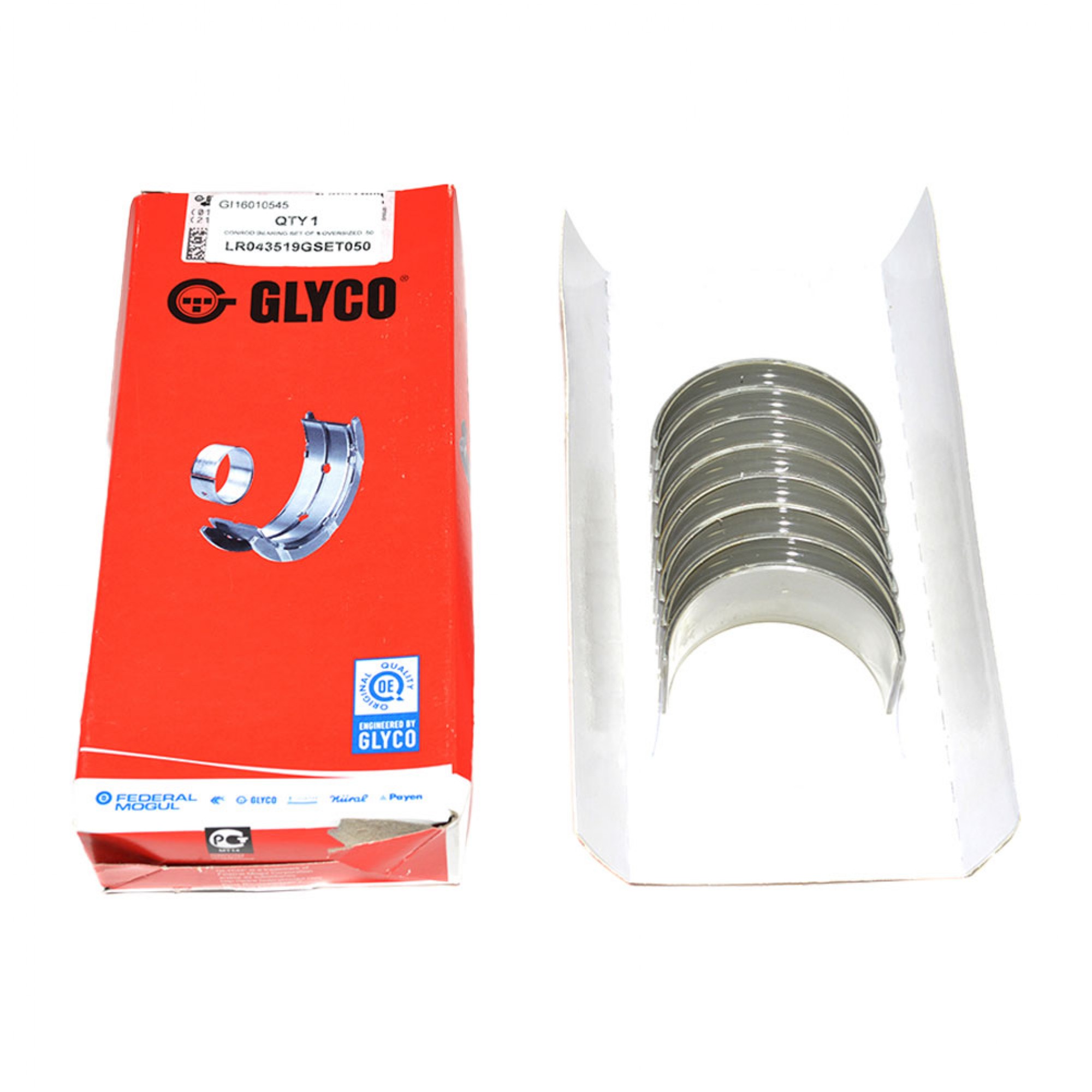 LR043519GSET050 - OEM Conrod Bearing Set Of 8 Os 0.50mm for Defender Puma 2.2