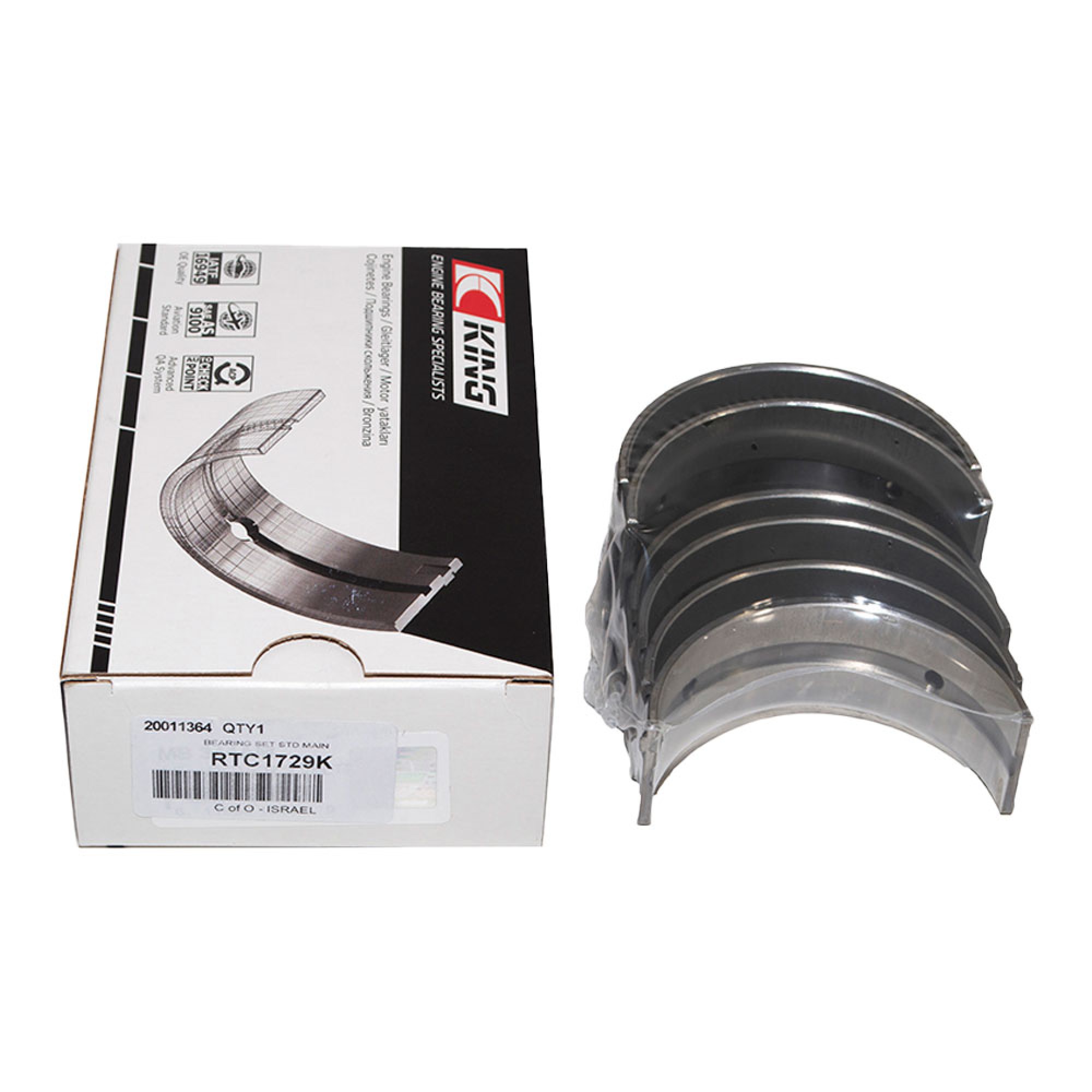 RTC1729K - King Main Bearing Set Standard 2.25 Litre