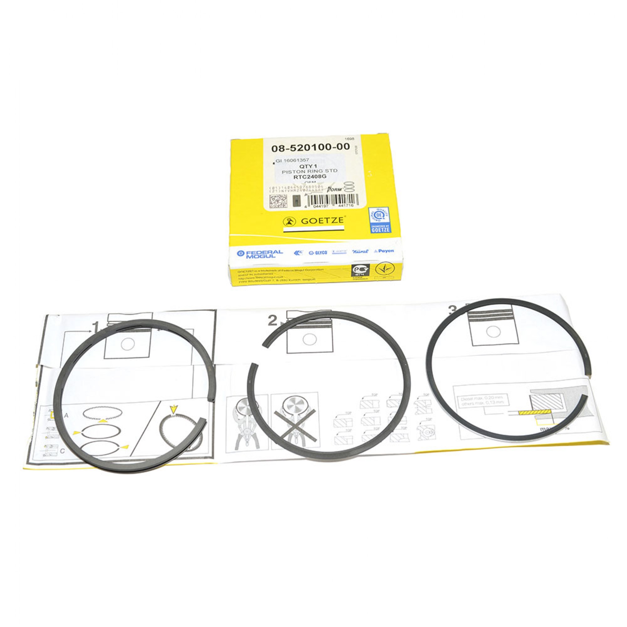 RTC2408G - Ae Piston Ring Set Standard 3.5 Per Piston. 9.35 & 8.13 Cr